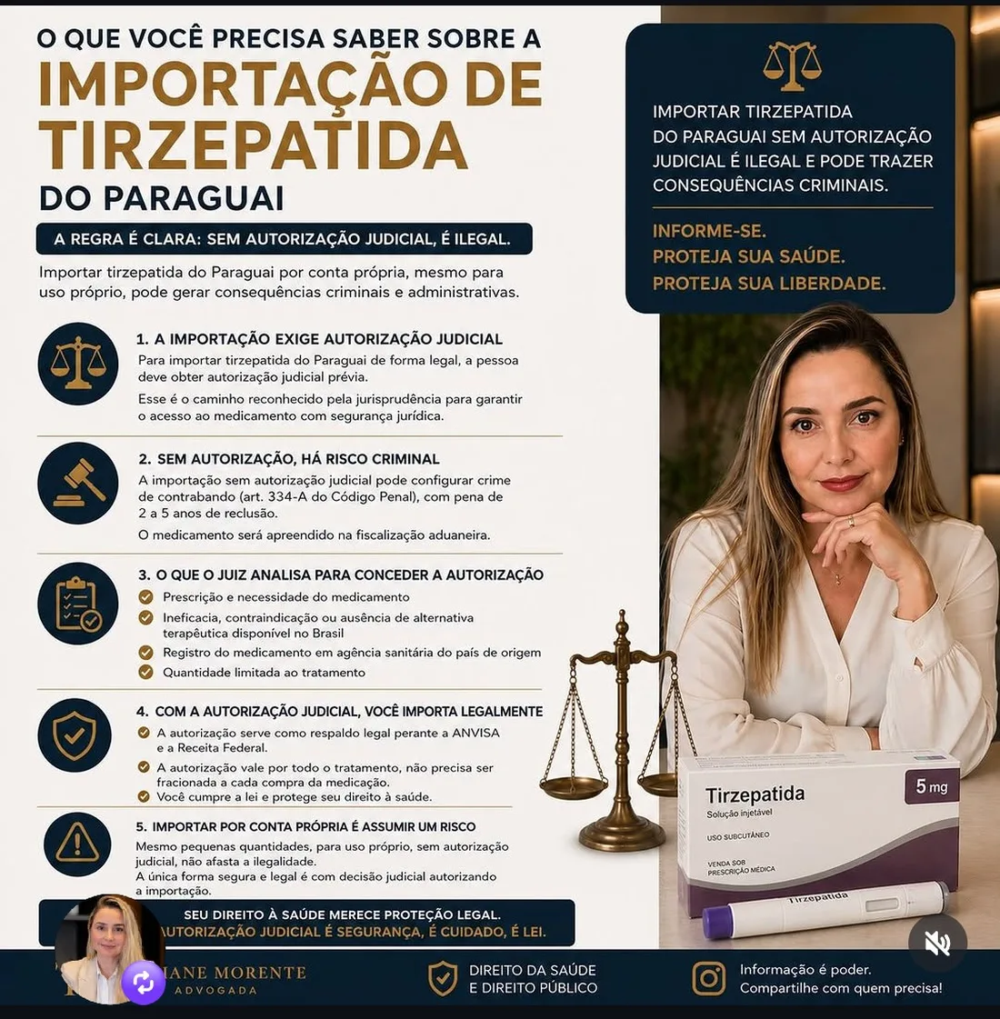 Conteúdo sobre importação de medicamentos no Instagram do escritório